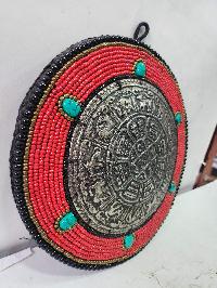 Traditional Tibetan, Ritual Wall Hanging Of Mandala, Round Shape, [stone Setting]