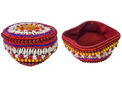 Handmade Woolen Cap With Conch [cowry Shell] And Beads