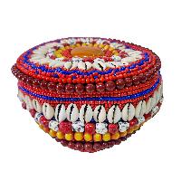 Handmade Woolen Cap With Conch [cowry Shell] And Beads