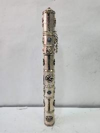 Hand Beaten Metal Incense Holder, Ashtamangala, Stone Setting