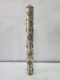 Hand Beaten Metal Incense Holder, Ashtamangala, Stone Setting