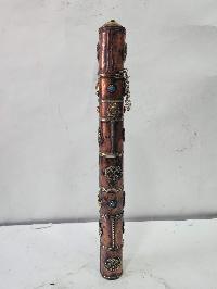 Hand Beaten Metal Incense Holder, Ashtamangala, Stone Setting