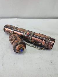 Hand Beaten Metal Incense Holder, Ashtamangala, Stone Setting