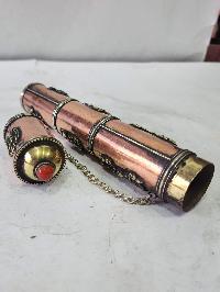 Hand Beaten Metal Incense Holder, Ashtamangala, Stone Setting