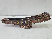 Hand Beaten Metal Incense Burner Stand, Ashtamangala, Stone Setting