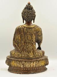 Buddhist Statue Of Shakyamuni Buddha, [sand Casting], [chocolate Oxidized]