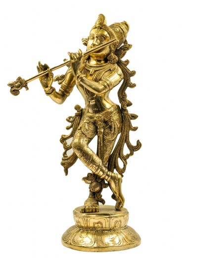 Nepali Statue Of Krishna, [sand Casting], Glossy