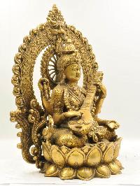 Nepali Statue Of Saraswati, [sand Casting], Glossy