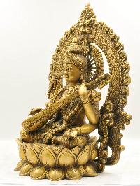 Nepali Statue Of Saraswati, [sand Casting], Glossy