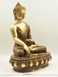 Buddhist Statue Of Shakyamuni Buddha, [sand Casting], [chocolate Oxidized]