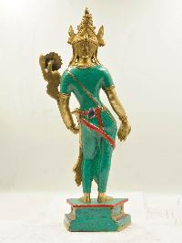 Buddhist Statue Of Standing Padmapani Lokeshvara, [sand Casting], [stone Setting]