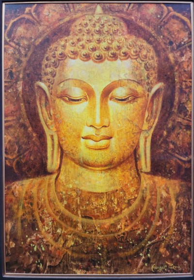 Painting Of Face Of Buddha [acrylic Color On Canvas], [washable]