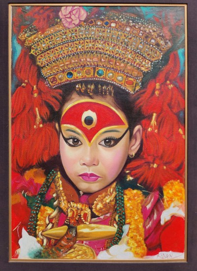 Painting Of Kumari, [newar Culture], [oil Colour Painting], [washable]