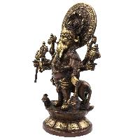 Buddhist Statue Of Eight Hand Ganesh, [sand Casting], [chocolate Oxidized]