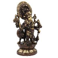 Buddhist Statue Of Eight Hand Ganesh, [sand Casting], [chocolate Oxidized]