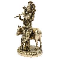 Nepali Statue Of Krishna, [sand Casting], Glossy Finishing