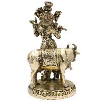 Nepali Statue Of Krishna, [sand Casting], Glossy Finishing