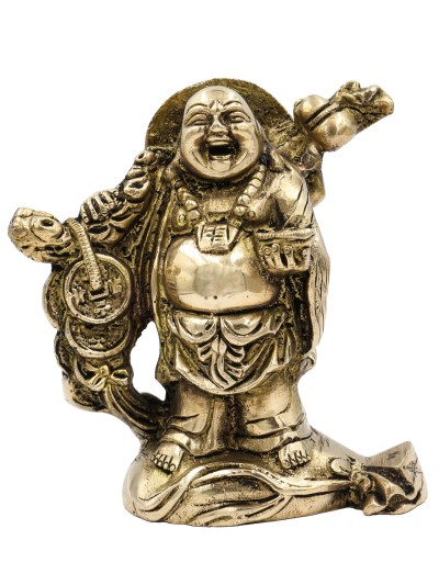 Buddhist Statue Of Laughing Buddha, [sand Casting], Glossy Finishing