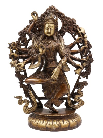 Nepali Statue Of Avalokitesvara, [sand Casting], [chocolate Oxidized]