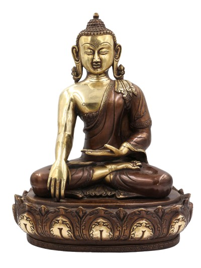 Buddhist Statue Of Shakyamuni Buddha, [sand Casting], [chocolate Oxidized]
