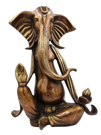 Buddhist Statue Of Ganesh, [sand Casting], [chocolate Oxidized]