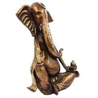 Buddhist Statue Of Ganesh, [sand Casting], [chocolate Oxidized]