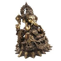 Buddhist Statue Of Ganesh, [sand Casting], [chocolate Oxidized]