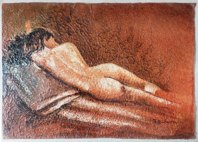 Nude Painting Of Sleeping Lady [acrylic Color On Rice Paper]