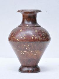 Wooden Handmade Flower Vase With Printed Design