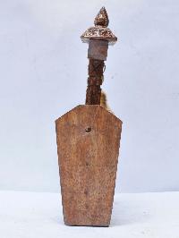 Buddhist Handmade Traditional Wall Bell On Wooden Frame With Carved Design