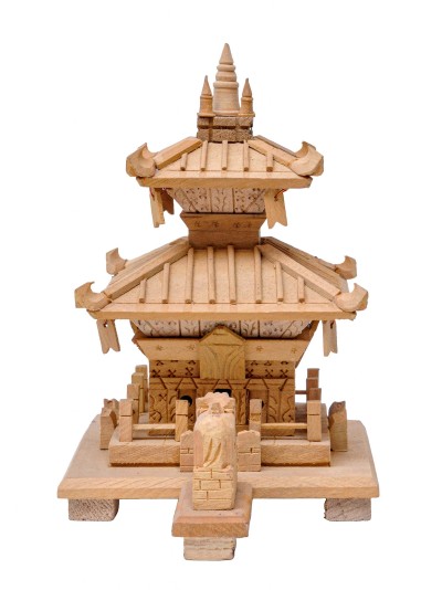 Nepali Handmade Replica Of Pashupatinath Temple, [color Option: Chocolate Color And Black Color], [natural Wood]