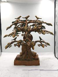 Buddhist Statue Of Amoghasiddhi Buddha, Or Blessing Buddha, Under Tree, [sand Casting], [chocolate Oxidized]