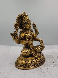 Nepali Statue Of Lakshmi, [sand Casting], Glossy Finishing