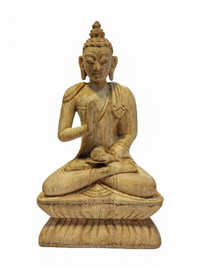 Buddhist Handmade Wooden Statue Of Amoghasiddhi Buddha, Or Blessing Buddha [camphor Wood]