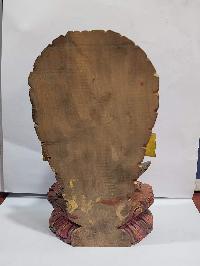 Buddhist Handmade Wooden Statue Of Ganesh, Thangka Colour Finishing, [karma Wood]