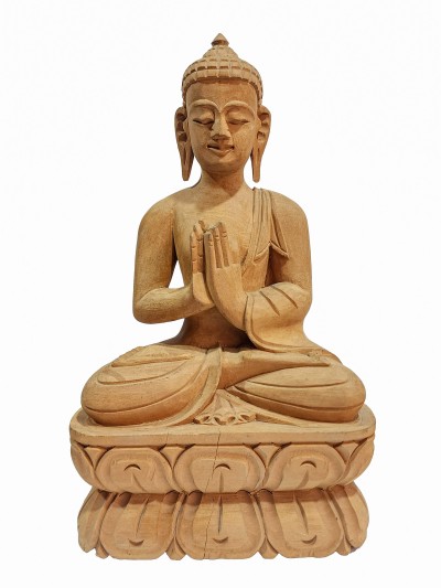 Buddhist Handmade Wooden Statue Of Vairochana Buddha, [karma Wood]