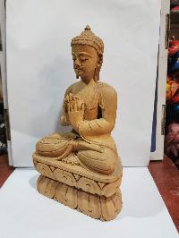 Buddhist Handmade Wooden Statue Of Vairochana Buddha, [karma Wood]