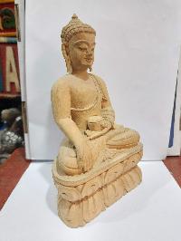 Buddhist Handmade Wooden Statue Of Ratnasambhava Buddha, [karma Wood]