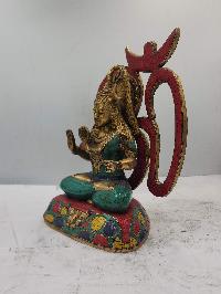 Nepali Statue Of Shiva Or Mahadev, With Om In Back Ground [sand Casting], Stone Setting