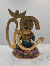 Nepali Statue Of Shiva Or Mahadev, With Om In Back Ground [sand Casting], Stone Setting