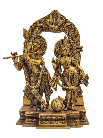 Nepali Statue Of Radha And Krishna, [sand Casting], Glossy Finishing