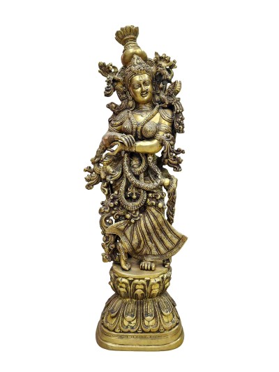 Nepali Statue Of Radha, [sand Casting], Glossy Finishing