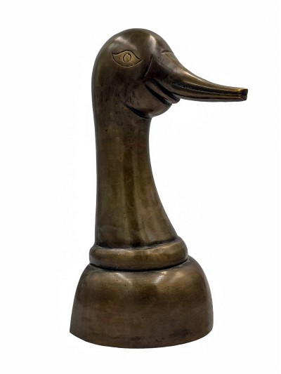 Statue Of Head Of Duck, [sand Casting], [chocolate Oxidized]