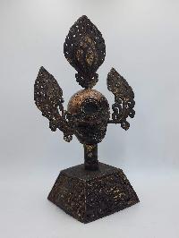 Buddhist Handmade Statue Of Citipati Head, [antique], [chocolate Oxidized]
