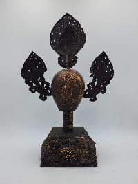 Buddhist Handmade Statue Of Citipati Head, [antique], [chocolate Oxidized]