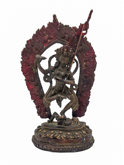 Buddhist Handmade Statue Of Vajravarahi - Dorje Phagmo, [antique], [chocolate Oxidized]