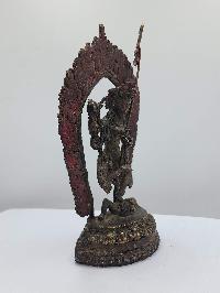 Buddhist Handmade Statue Of Vajravarahi - Dorje Phagmo, [antique], [chocolate Oxidized]