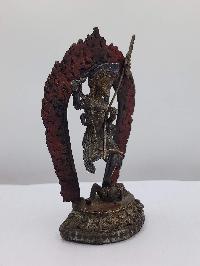 Buddhist Handmade Statue Of Simhamukha Yogini, [antique], [chocolate Oxidized]