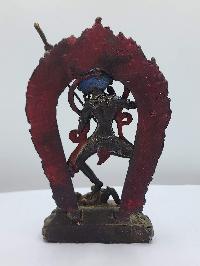 Buddhist Handmade Statue Of Simhamukha Yogini, [antique], [chocolate Oxidized]
