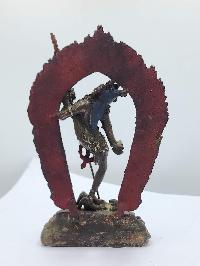 Buddhist Handmade Statue Of Akash Yogini, [antique], [chocolate Oxidized]